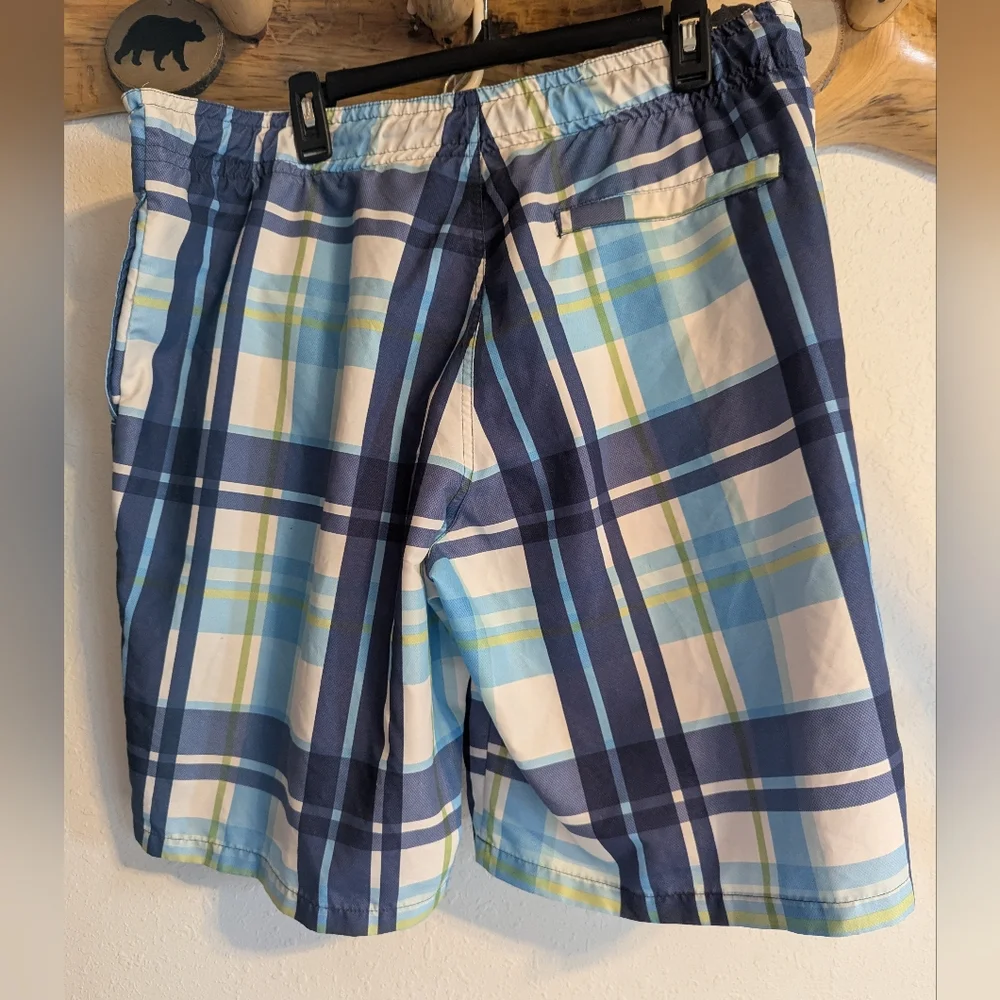 Mens Red Camel Swim Trunks Plaid Blue White Green Yellow Size XL